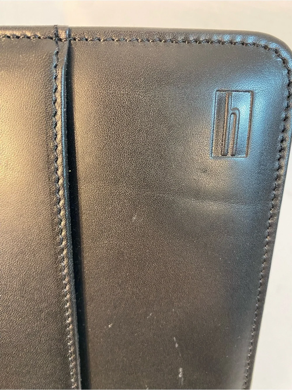 HARTMANN Black Leather Padfolio Tablet Pad Holder